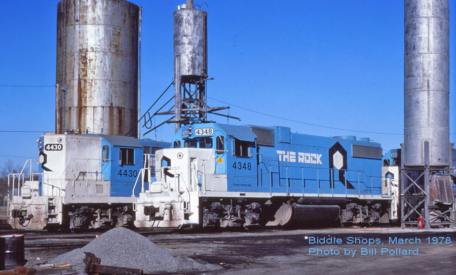 GP38-2 Tom Foster at Biddle, March 1977.  Photo by Bill Pollard.
